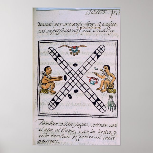 Poster Homem asteca jogando Patoli (Frente)