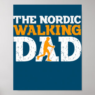 Poster Homem Caminhada Nórdica Pai Caminhada Cardio Nórdi