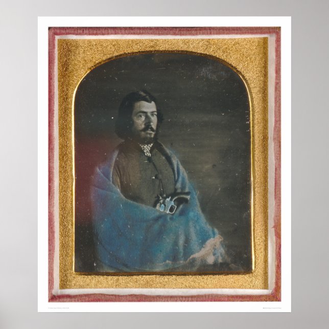 Póster Homem com capa azul e revólver (40455) (Frente)