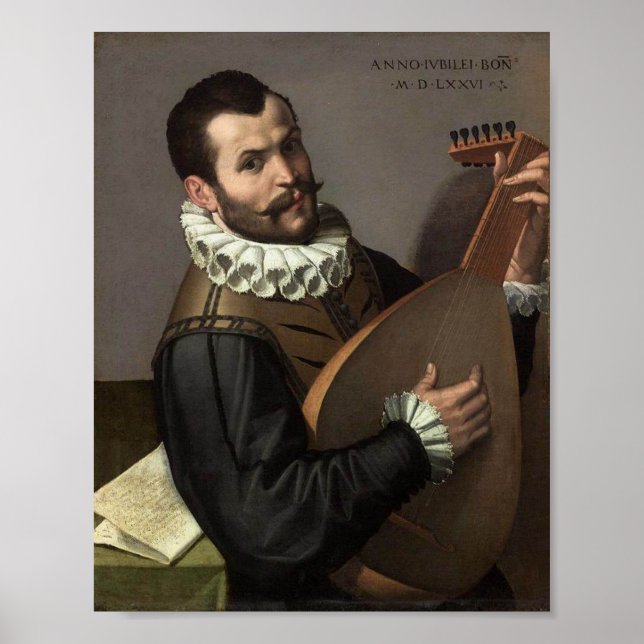 Póster Homem com Lute (Frente)