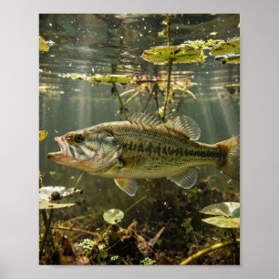 Poster Homem da Flórida Robalo Boca-Larga Folha de Nenúfa