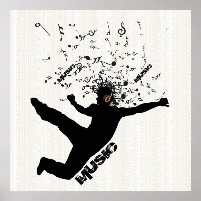 Poster Homem-dançante Design do conceito de música em sil (Frente)