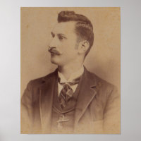 Homem de bigode encaracolado da década de 1890