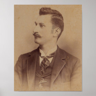 Póster Homem de bigode encaracolado da década de 1890