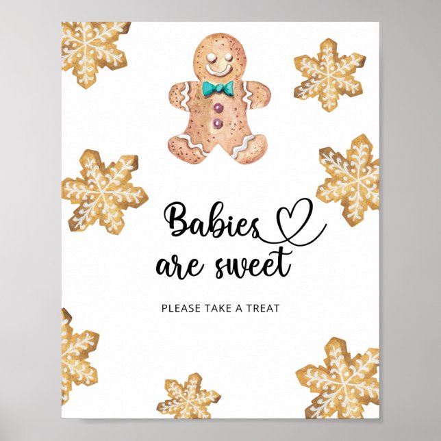 Poster Homem de biscoito de gengibre - bebês são doces (Frente)
