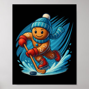 Poster Homem de Biscoito de gengibre Jogando Hóquei Camis