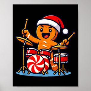 Poster Homem de Biscoito de Gengibre Tocando Tambores