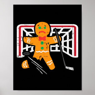 Poster Homem de Biscoito de Natal de Hóquei no Gelo Diver