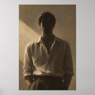 Poster Homem de Camisa Branca com Sombra Dramática Figura