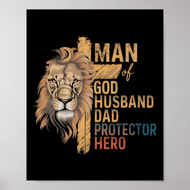 Poster Homem de Deus Defende Pai Hero Lion Padre" (Frente)