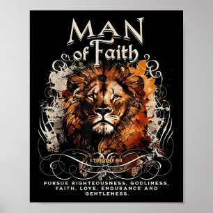 Poster Homem De Fé Leão Cristão Jesus Leão Fé