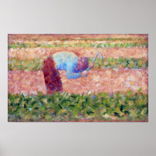 Poster Homem de Georges Seurat com um Hoe