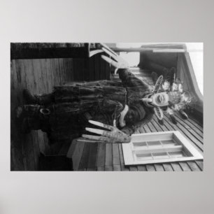 Poster Homem de medicina Eskimo e menino doente em Alaska