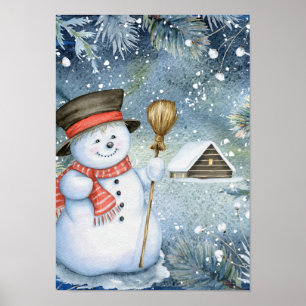 Póster Homem de neve de Natal