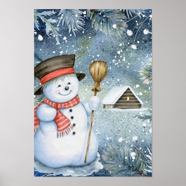 Póster Homem de neve de Natal (Frente)