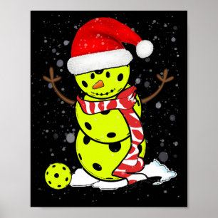 Poster Homem de Neve de Natal Picleball com Papai noel Ha