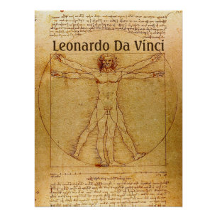 Póster Homem de Vitruvian por Leonardo da Vinci