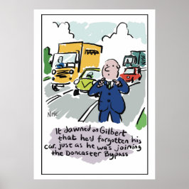 Poster Homem dirigindo percebe que ele é um carro esqueci