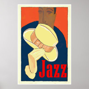 Póster Homem do jazz com chapéu amarelo
