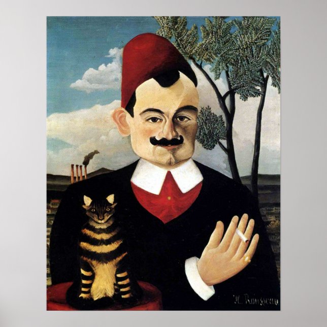 Póster Homem e Cat, Henri Rousseau (Frente)