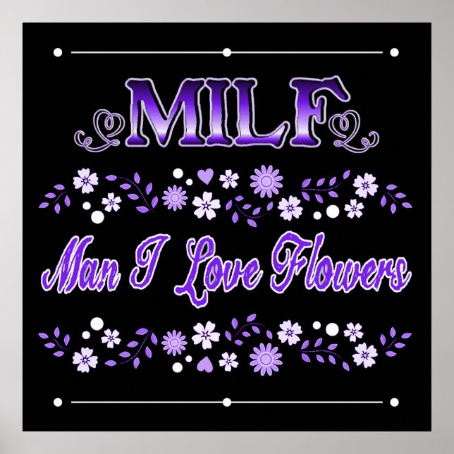Poster Homem Eu Amo Flores Texto Roxo (Frente)