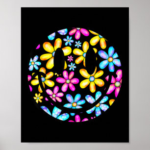 Poster Homem Feliz Retro Daisy Sorriso Rosto Colorido Pre