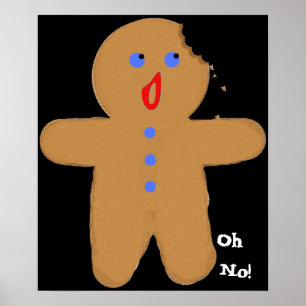 Poster Homem Gingerpão com Bite Halloween Cross, Oh Não!
