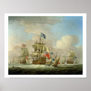 Póster Homem--Guerra britânica e um Sloop, c.1720-30