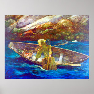 Poster Homem Lagosta Deep Cove N. C. Wyeth ca. 1938