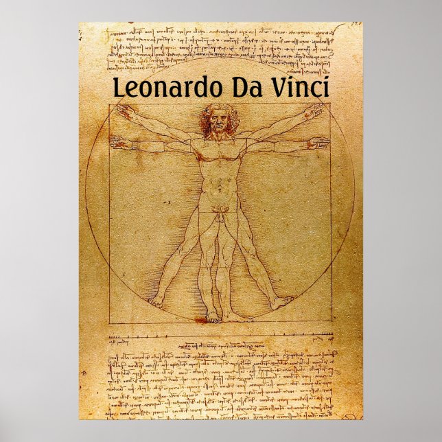 Póster Homem-Leonardo Da Vinci Vitruviano (Frente)