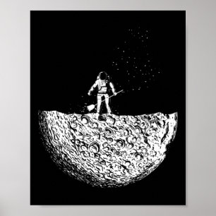Poster Homem Na Lua Em Um Traje Espacial No Espaço