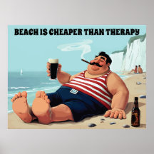 Homem na Praia com uma Cerveja, Citação Engraçada,