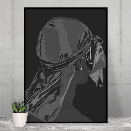 Poster Homem negro estético com arte branca e negra durag