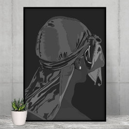 Poster Homem negro estético com arte branca e negra durag