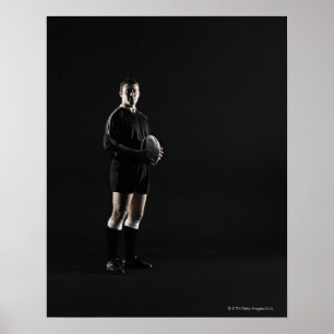 Póster Homem novo que guardara a bola de rugby, retrato