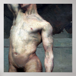 Póster Homem nu académico 19.o