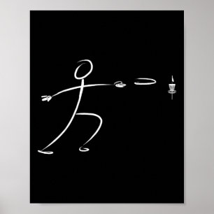 Poster Homem Palito Divertido Jogador de Golfe de Disco A