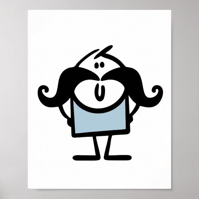 Poster Homem-palito engraçado com bigode (Frente)