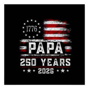 Póster Homem Papai Bandeira Americana 250 Anos 4 de Julho