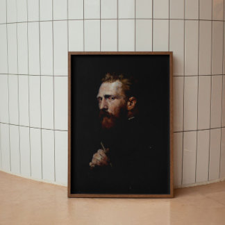 Poster Homem Retrato Pintura Vintage Óleo Escuro Moody