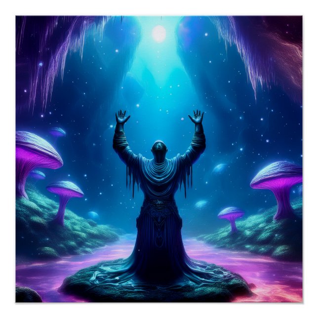 Póster Homem Sagrado Na Caverna Tem Braços Levantados Par (Frente)