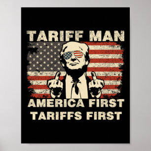 Poster Homem Tarifa Engraçado Meme Tarifas Trump América