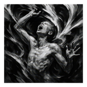 Póster Homem Tormentado com Tendrils Fumantes