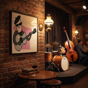 Poster Homem Usando Boina Tocando Violão