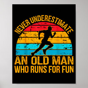 Poster Homem Velho Correndo Humor Amante da Fitness Engra