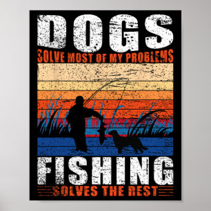 Poster Homem Velho Pescando Pai Cachorros