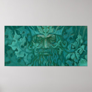 Poster Homem Verde, Rei Florestal, Deus Pagão, Arte Fant