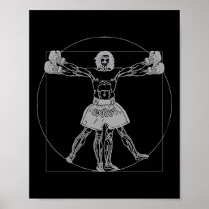 Poster Homem Vitruviano de Da Vinci Luta de Rua Muay Thai