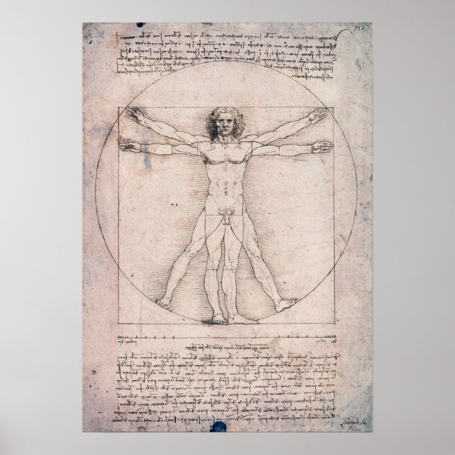 Poster Homem Vitruviano, Leonardo da Vinci (Frente)