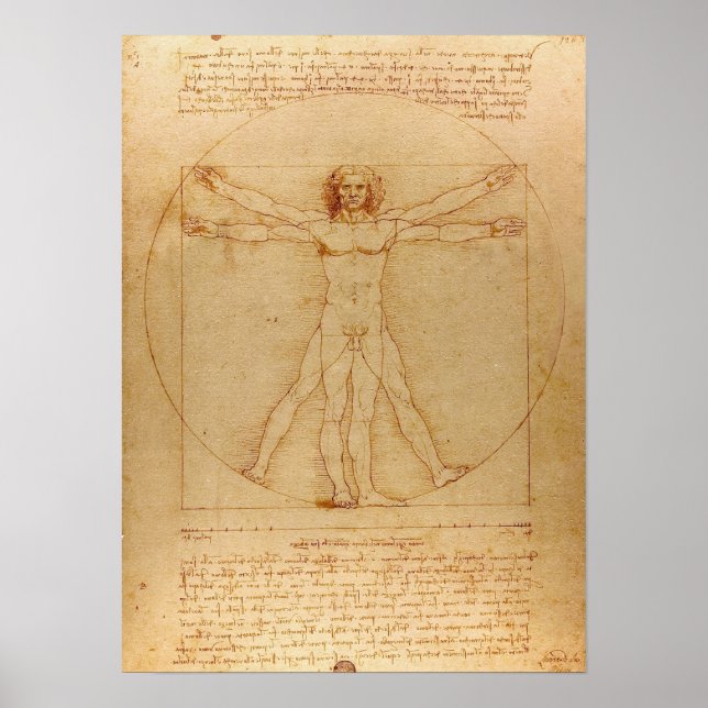 Póster Homem Vitruviano por Leonardo da Vinci (Frente)
